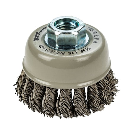 Forney Command PRO Cup Brush, Knotted, 2-3/4 in x .020 in x 5/8 in-11 72830